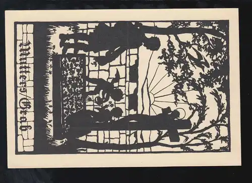 Scherenschnitt-AK Die Mutter: Mutters Grab, Druck Jos. Walter, ungebraucht