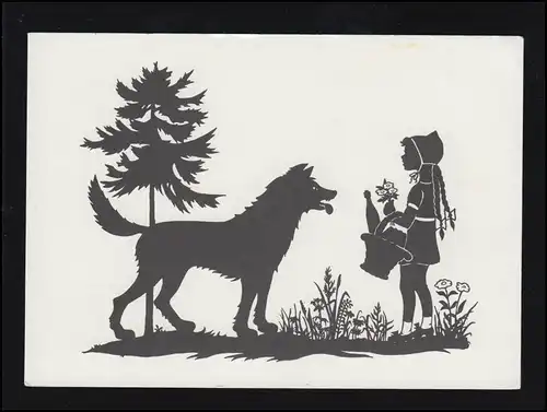 Scherenschnitt-AK Rotkäppchen und der Wolf, BK-Verlag, ungebraucht