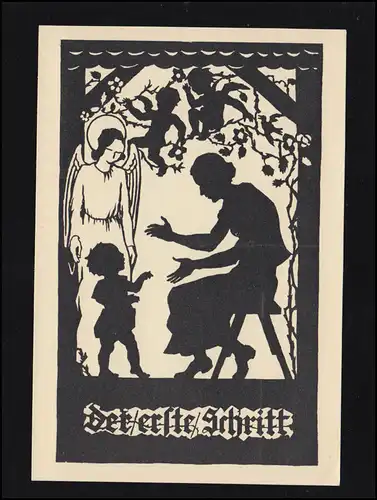 Scherenschnitt-AK Die Mutter: Der erste Schritt, ungebraucht