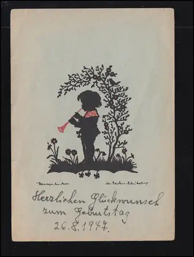 AK Artiste Martha Sachsen-Schubert: Jeu de flûte d'un enfant, PEINE 24.8.1947