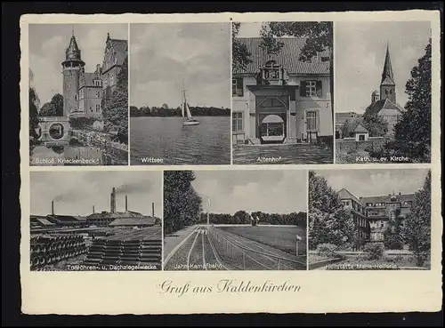 AK Gruß aus Kaldenkirchen mit 7 Bildern, gelaufen um 1950, Frankatur entfernt