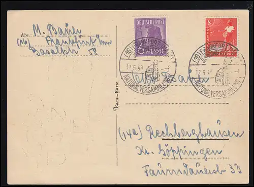 AK Jahrhundertfeier Frankfurt / Main 18.5.1948, SSt Nationaversammlung 17.5.48
