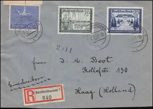 Zensur Oberkommando der Wehrmacht R-Brief 696+710+712, SONDERSHAUSEN 8.3.1940
