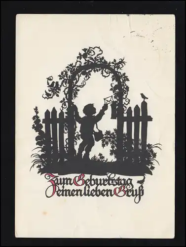 AK Ciseaux Elisabeth Emmler: Lettre d'anniversaire Porte-jardin Boîte aux lettres