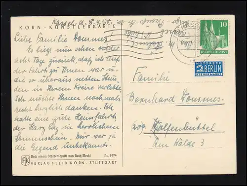 Ciseaux-AK Ruth Merkl: Garçons et scarabées sur la randonnée, KASSEL 1950