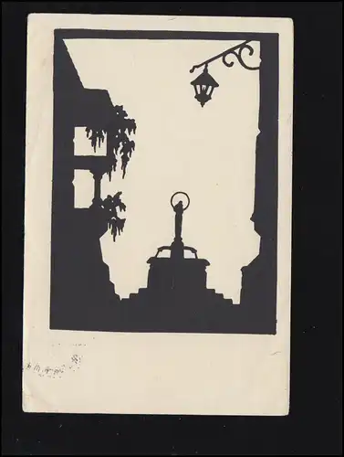 AK Ciseaux-Ak Crasse: Soirée dans la ville - La fontaine de la Ville, BURGHAUSEN 1935