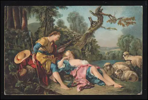 Künstler-AK Boucher: Die eingeschlummerte Schäferin, SOPRON 21.10.1918