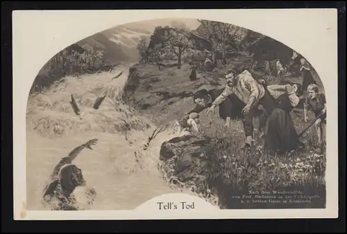 Künstler-AK Wandgemälde von Prof. Bachmann: Tell's Tod, ungberaucht