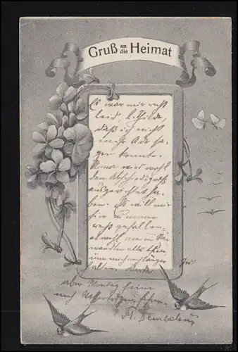 AK d'artiste Salut à la maison hirondelles Fleur de Girl, KEMPTEN 25.8.05