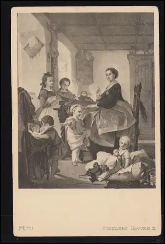 AK Artiste Et à l'intérieur, la jeune femme au foyer... Schiller Ã©t la cloche IX