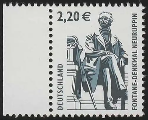 2307 2,20 Euro Fontane, Bogenmarke ohne Sicherheitsaufdruck (Typ 0) **