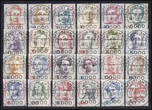 1304ff Dauerserie Frauen aus 100er-Bogen je mit Ersttags-VOLLstempel FRANKFURT