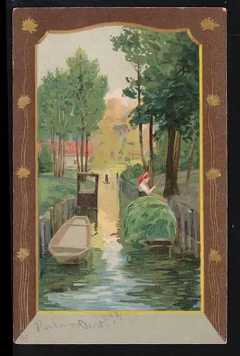 Künstler-AK Spreewaldidylle, ENKENBACH 11.9.1904 nach ROCKENHAUSEN 11.9.04