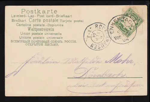 AK Spreewaldidylle, ENKENBACH 11.9.1904 vers ROCKENHAUSEN 11/9.04