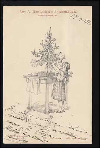 AK Artiste De A. Hendschel's Skissbook: L'arbre de Noël, DRESDEN 14.4.00