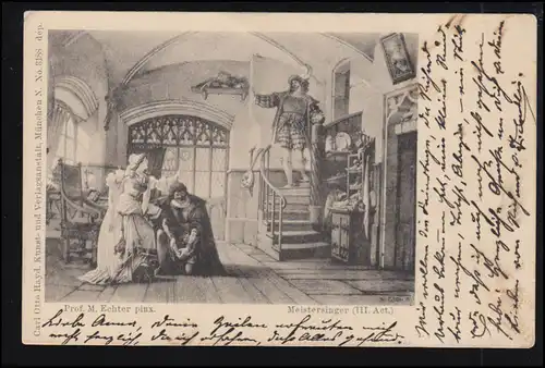 Künstler-AK M. Echter: Meistersinger III. Akt, aus ST. POLTEN nach LANDSHUT 1899