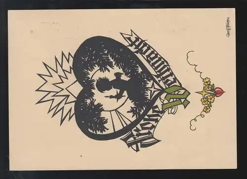 Scherenschnitt-AK Georg Plischke: Weihnachten Engel mit Kerze, KULMBACH 1938