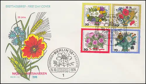 573-576 Wofa Blumensträuße 1974 - Satz mit Schmck-FDC ESSt BERLIN
