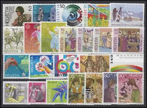 1385-1408 Suisse-Niveau 1989 complet, frais de port