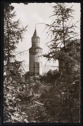 Landpost-Stempel 6271 Eschenhahn auf AK Idstein Hexenturm, IDSTEIN 1963 