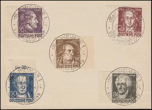 234-238 Goethe - Satz mit Sonder-Vollstempel WEIMAR 28.8.49 auf Vorlage