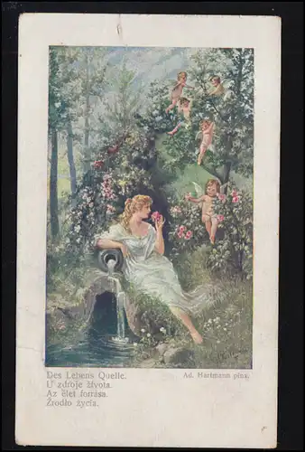 AK Artiste Ad. Hartmann: Source de Vie, VESZPREM 13.4.1918