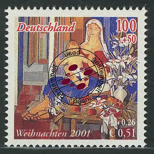 2226 Weihnachten 100+50 Pf / 0,51+0,26 Euro, gestempelt O