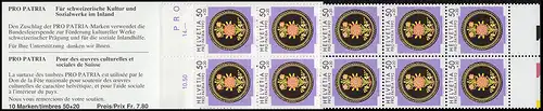 Suisse Carnets de marques 0-92, Pro Patria Art populaire 1992, **