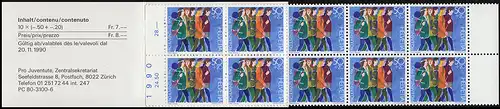 Suisse Carnets de marques 0-88, Par Juventute Loisirs 1990, **