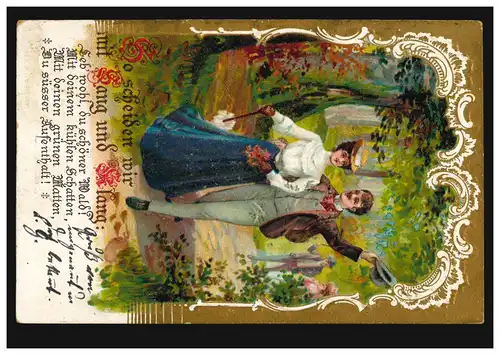 Carte de l'amour dans les bois: Ainsi nous divorçons avec le chant et le son, couru en 1904
