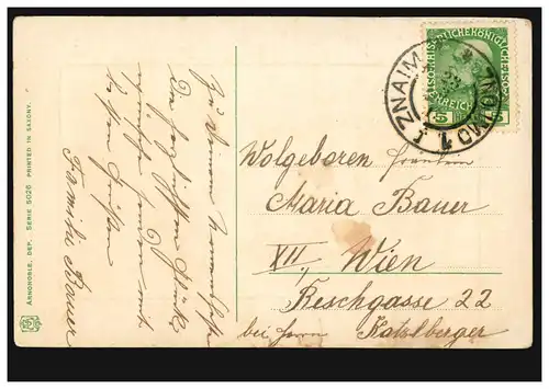 Carte de présentation La fille du café de Saxe, ZNAIM / ZNOJMO 23.3.