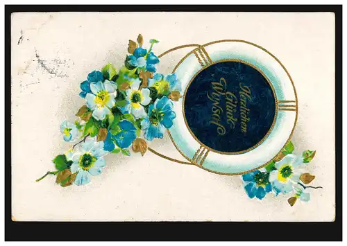 Félicitations pour la carte de crédit: anneau de sauvetage avec violette, OSNABRUCK 17.1.1913