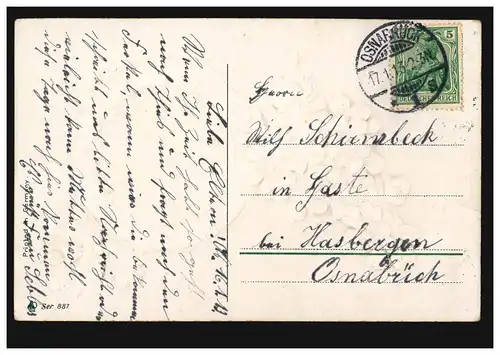 Félicitations pour la carte de crédit: anneau de sauvetage avec violette, OSNABRUCK 17.1.1913
