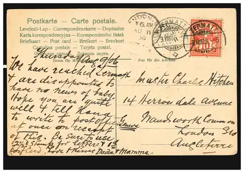 Carte de tête de fille et garçon à Berner Tracht, ZERMATT 9.8.1906