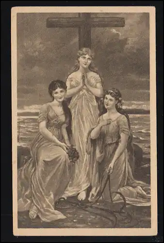 Künstler-AK J. Kränzle: Glaube, Hoffnung und Liebe, Verlag F.H.&.S., ungebraucht