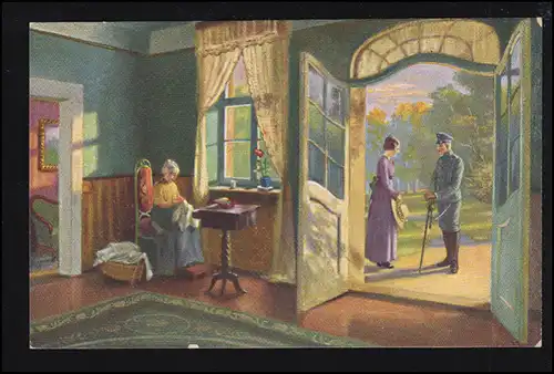 Künstler-AK W. Hugo: Junge Liebe, Verlag P.F.B. Deutsche Meister, ungebraucht