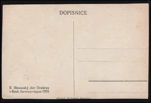 AK affiche II. Réunion Slave d'Orelstva à Brno 1922, inutilisé