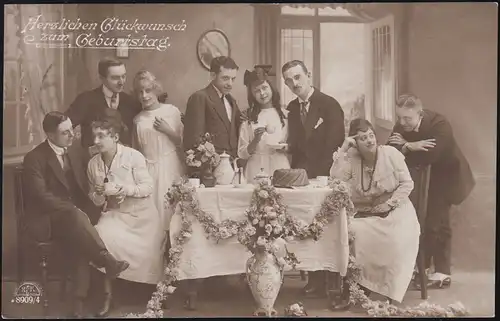 Künstler-AK Foto Geburtstagsfeier bei Kaffee und Kuchen, ESSEN-DELLWIG 25.11.24