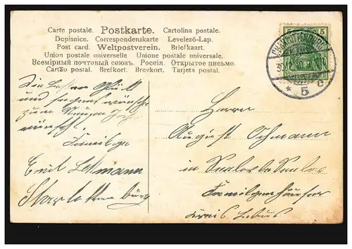 Carte de l'année ferme en hiver, CHARLOTENBURG 5 c 30.12.1910