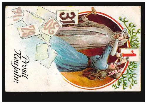Carte de l'année Nouvel An Boisson du Nouvel an, CELLE 2.1.1909