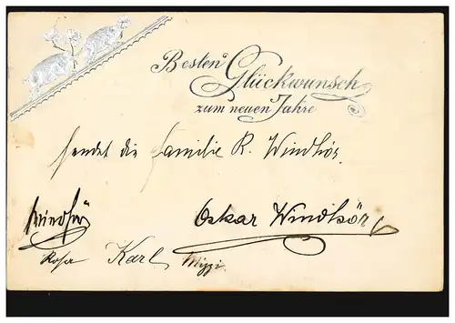 Carte avec revêtement d'argent Nouvel An Crème chanceuse, HAAG NIEDERÖST AUTRICHE 1901