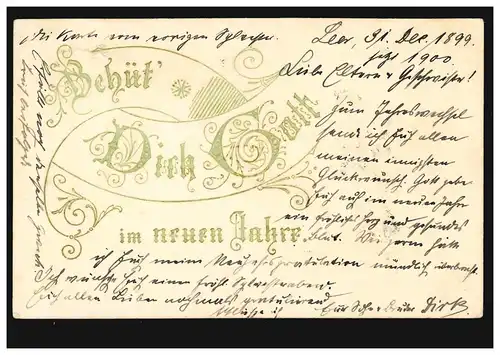 Prägekarte Behüt Dich Gott im neuen Jahre, LEER (OSTFRIESLAND) 31.12.1900