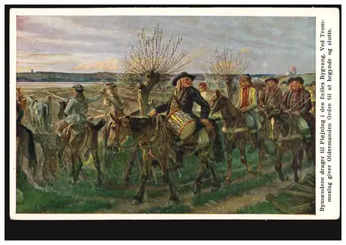 AK Artiste R. Christiansen: Charrue avec Trommler, maison d'édition Fraenckel, inutilisé