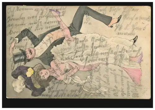 Künstler-AK Paar beim Cancan-Tanz, Verlag SECT, ESSEN (RUHR) 21.1.1907