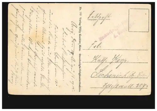 AK Villers-sous-Preny écrit à partir de la poste de campagne régiment de l'inf. 19.8.1915