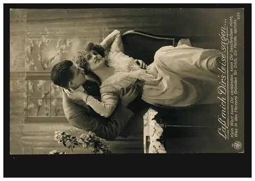 Feldpost 515 - 18.8.1918 auf AK Liebespaar mit BS K.u.K. Radiostation Nr. 1