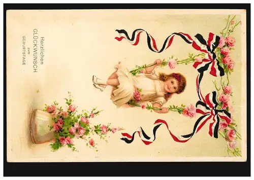 Carte d'anniversaire des filles Belle balançoire de fleurs, TAUBEHEIM / MEISSEN 3.10.15