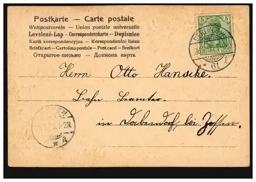 Carte d'affection ! Ancres de fleurs Roses Veilchen, BERLIN SW 61 l 28.7.1905