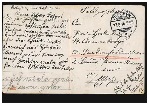 Poème Lyrique-AK Prière pour enfants, Poste de champ FRECHEN 27.8.1916
