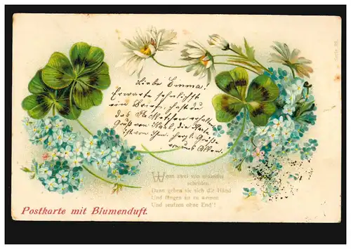 Carte postale de poésie avec parfum floral et avec la séparation de la poème ENVOYER 19.11.1903